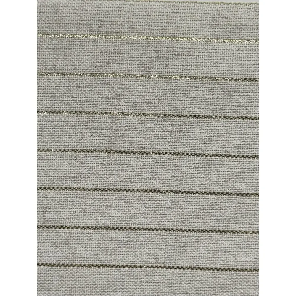 Max Studio Home Oblong Tablecloth 60x84 Beige Striped Flax Metallic Modern